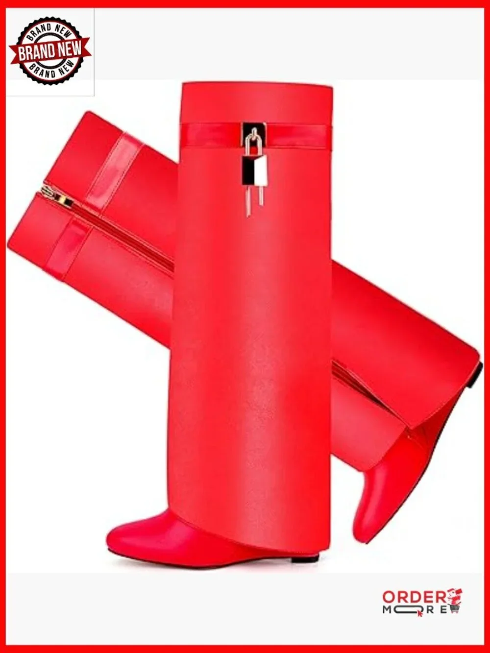 Women's Over the Knee Boots Pointed Toe Wedge Heel Side Zipper Faux Leather
